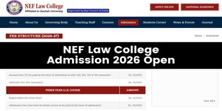 NEF Law College Admission 2026-27 Open; Apply Now